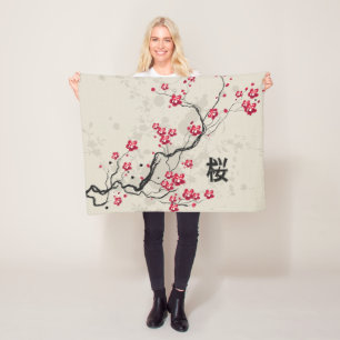 Couverture Polaire Style oriental Sakura Cherry Blossom Art