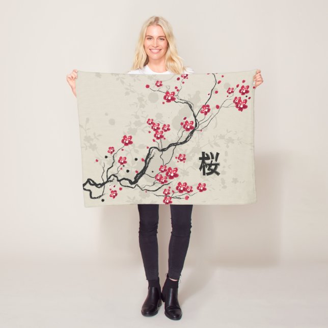 Couverture Polaire Style oriental Sakura Cherry Blossom Art (En situation)