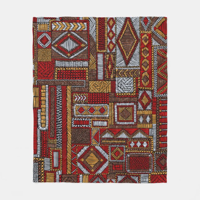 Couverture Polaire Style Patchwork Impression ethnique brodée (Devant)