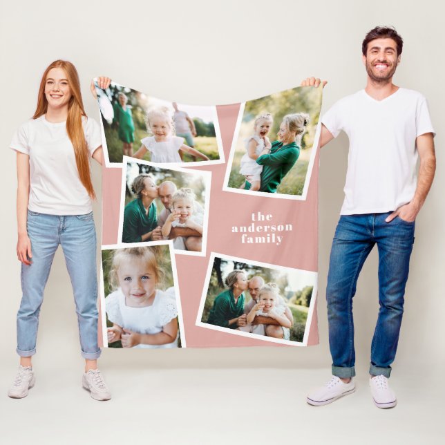 Couverture Polaire Style rose élégant multi photo famille maison cade (En situation)