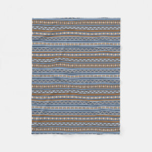 Couverture Polaire Style sud-ouest Bleu et géométrique Brown Petit