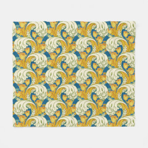 Couverture Polaire Style William Morris Tulp Tissu Floral sarcelle et