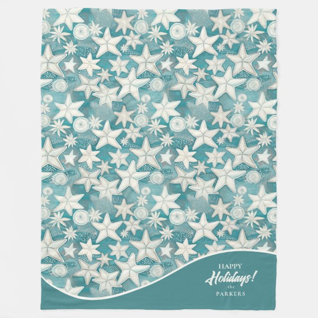 Couverture Polaire Stylisé Starfish & Sand Dollars Motif#25 ID1009 (Devant)