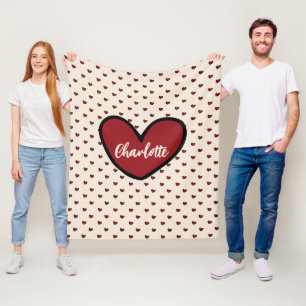Couverture Polaire Styliste Motif Coeur mignon Monogramme Personnalis