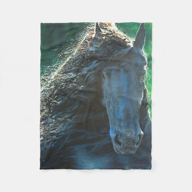 Couverture Polaire Stylo friésien de beauté noire (Devant)