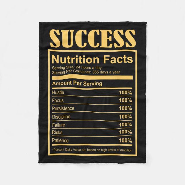 Couverture Polaire Success Ingredients Nutritional Facts Motivational (Devant)