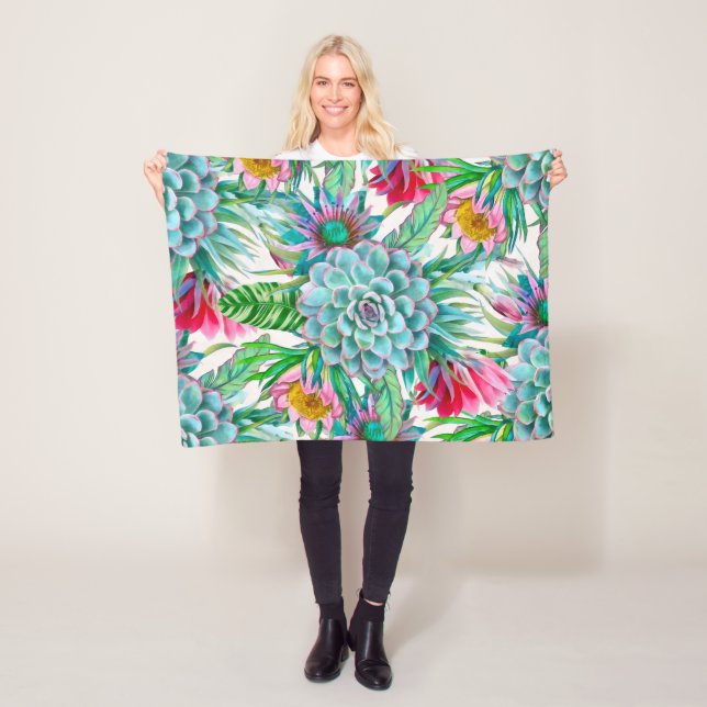 Couverture Polaire Succulent jardin tropical (En situation)