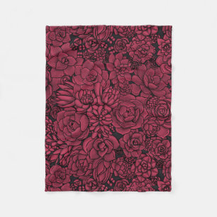 Couverture Polaire Succulents à Viva Magenta- Couleur de l'année 2023