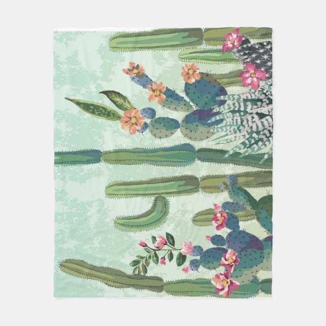 Couverture Polaire Succulents mignons : Motif de cactus Vintage (Devant)