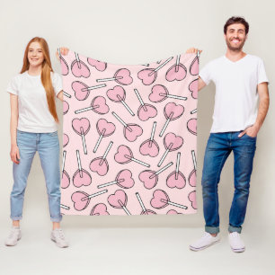 Couverture Polaire Sucettes roses, sucettes en forme de cœur, motif d