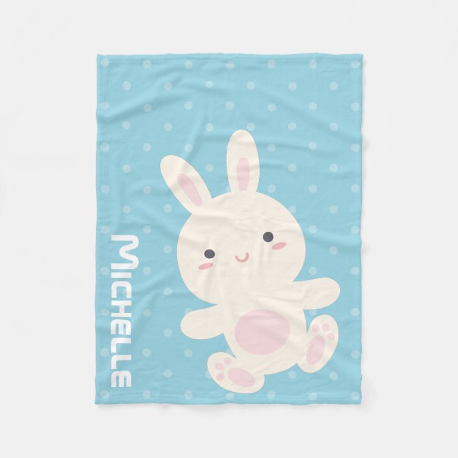 Couverture Polaire Sucré adorable Bunny Bleu Bleu Pastel Pois (Devant)