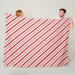Couverture Polaire Sucre de canne rouge et blanc