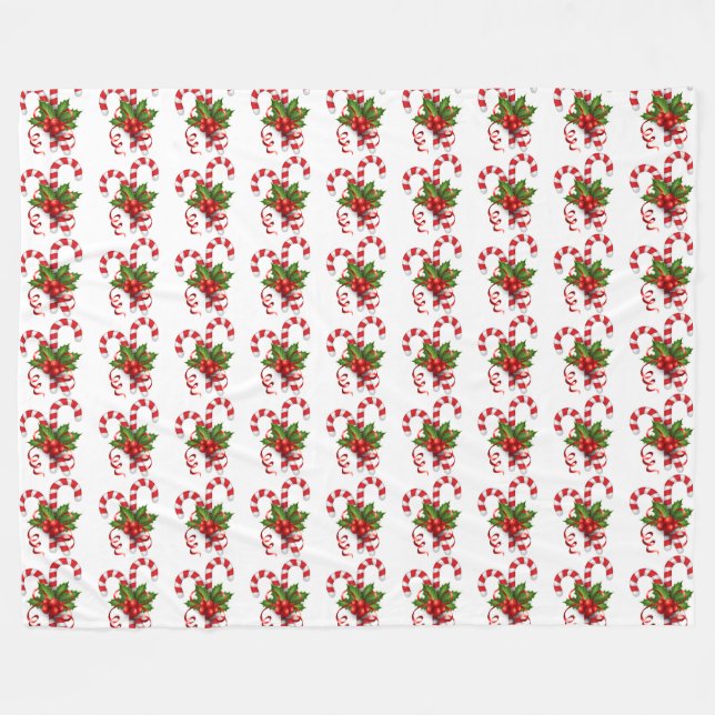 Couverture Polaire Sucres de canne de Noël (Devant (Horizontal))