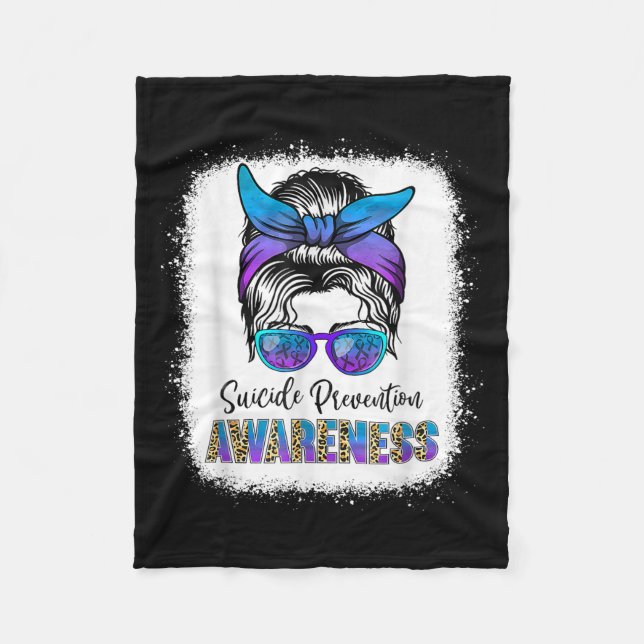 Couverture Polaire Suicide Awareness Shirt Messy Bun Hair Suicide Pre (Devant)
