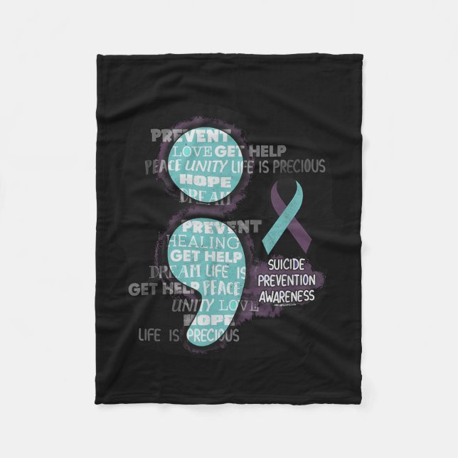 Couverture Polaire Suicide Awareness Shirt Suicide Prevention Semicol (Devant)