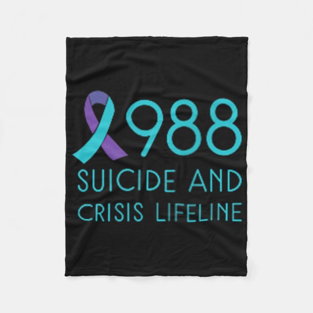 Couverture Polaire Suicide Prevention 988 - Suicide Awareness - Black (Devant)