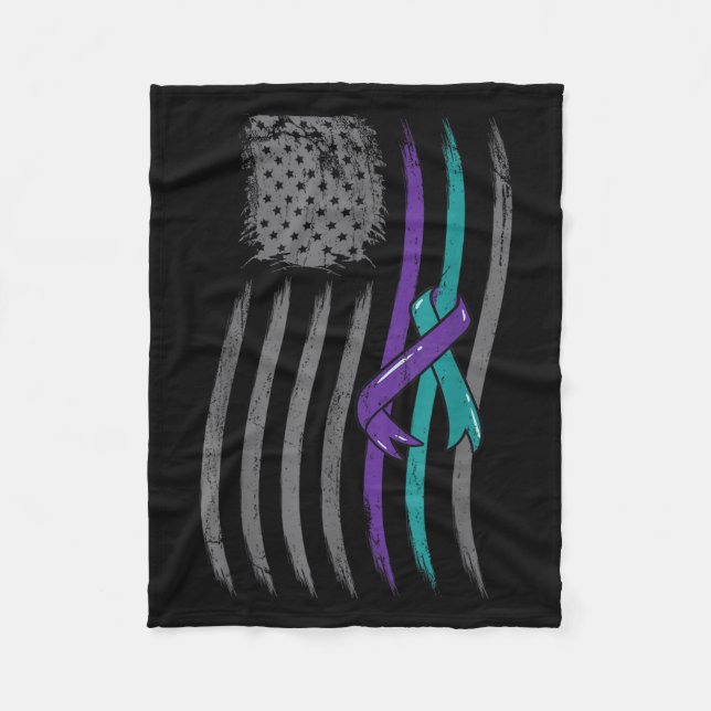 Couverture Polaire Suicide Prevention American Flag Purple Awareness  (Devant)
