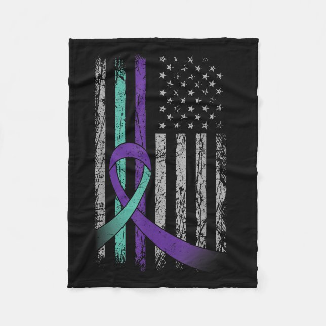 Couverture Polaire Suicide Prevention Awareness America Flag Teal Pur (Devant)
