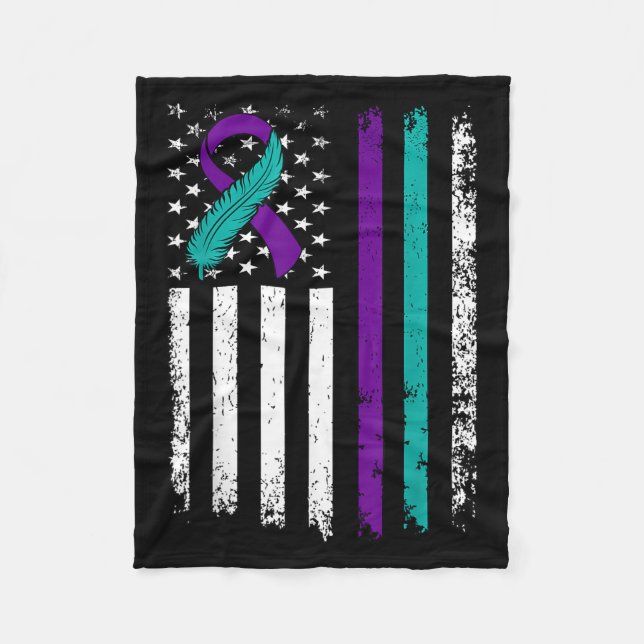 Couverture Polaire Suicide Prevention Awareness American Flag Ribbon  (Devant)