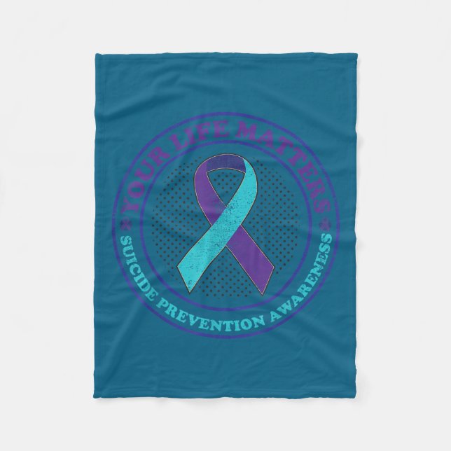 Couverture Polaire Suicide Prevention Awareness Teal &amp; Purple Rib (Devant)