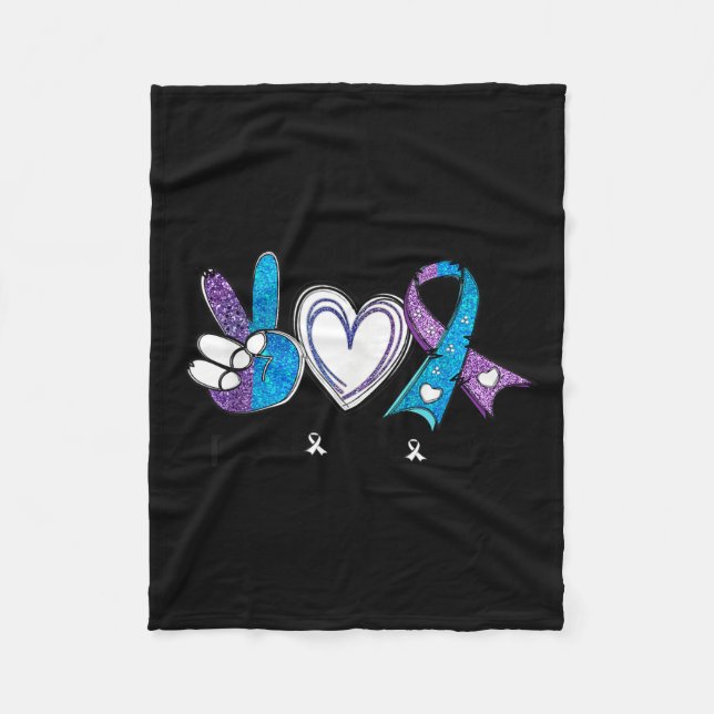 Couverture Polaire Suicide Prevention Awareness Teal &amp; Purple Rib (Devant)