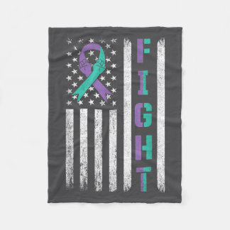 Couverture Polaire Suicide Prevention Awareness Teal Purple Usa Flag 