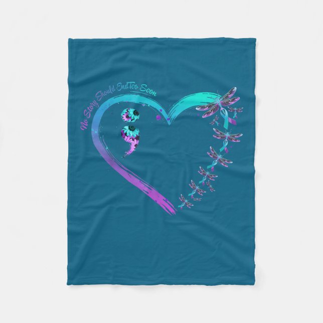 Couverture Polaire Suicide Prevention Week Dragonfly Heart Ribbon Sem (Devant)