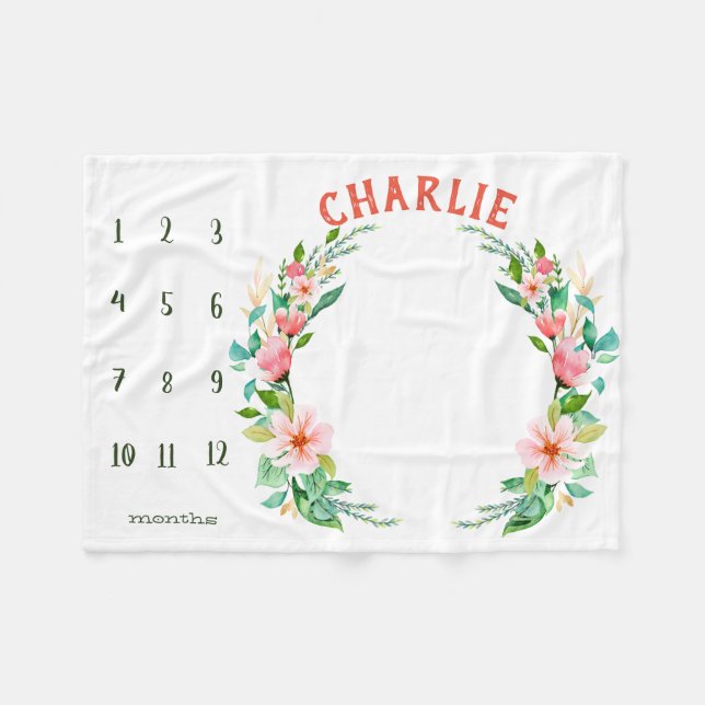 Couverture Polaire Suivi de croissance - Couleur d'aquarelle du jalon (Devant (Horizontal))