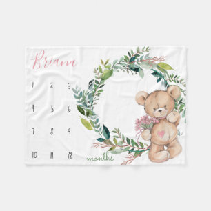 Couverture Polaire Suivi de croissance de jalon - Ours en peluche