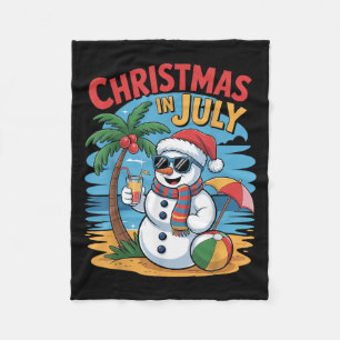 Couverture Polaire Summer Beach Snowman Noël En Juillet Amusant Aloha
