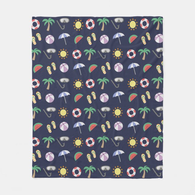 Couverture Polaire Summer Beach Vacances Motif bleu (Devant)