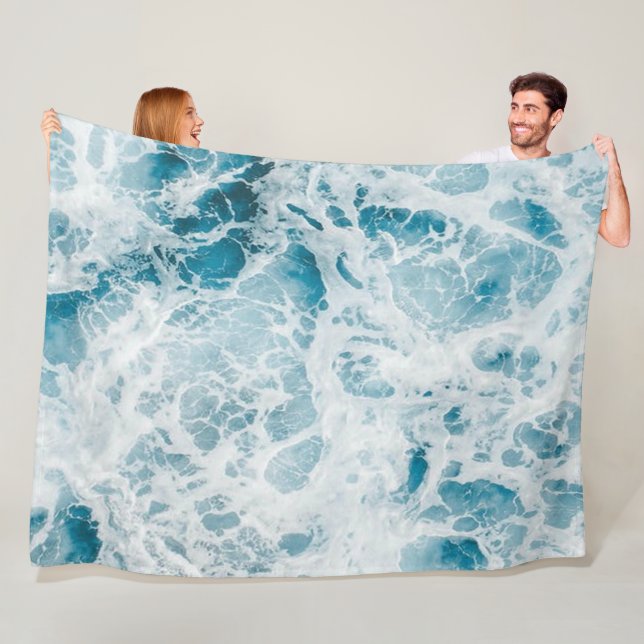 Couverture Polaire Summer Blue Ocean Wave (En situation)