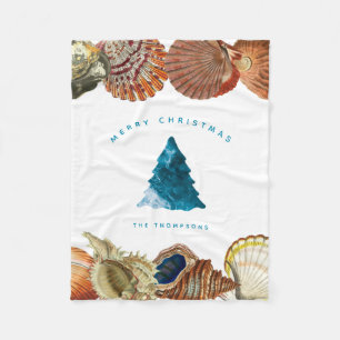 Couverture Polaire Summer Christmas Beach Seashell Nom personnalisé