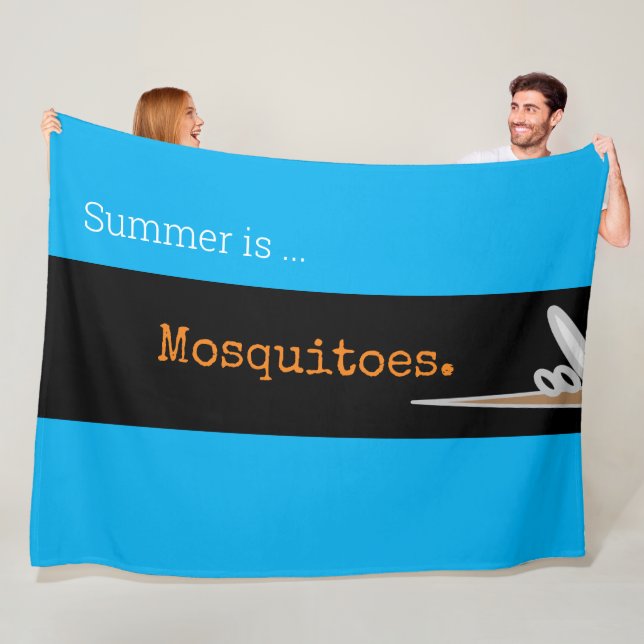 Couverture Polaire SUMMER IS MOSQUITOES Cute Drawing Azure Stripes (En situation)