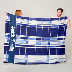 Couverture Polaire Summer Navy Blue Boat Collection de rayures modern