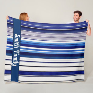 Couverture Polaire Summer Navy Blue Boat Collection de rayures tendan