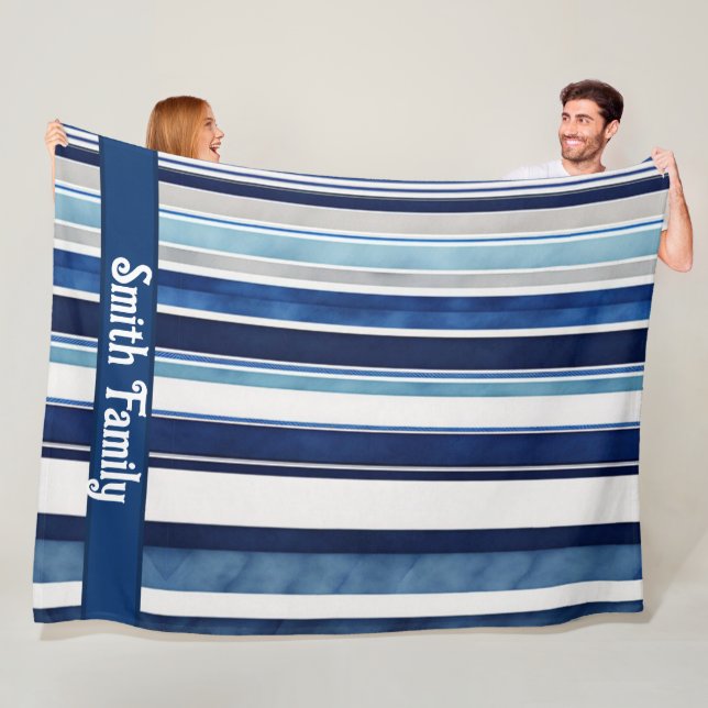 Couverture Polaire Summer Navy Blue Popular Boat Stripes Collection (En situation)