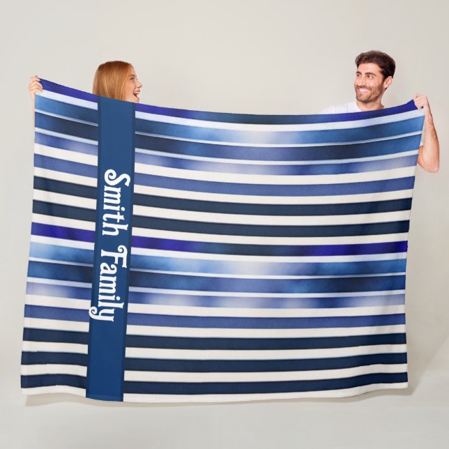 Couverture Polaire Summer Popular Navy Blue Boat Stripes Collection (En situation)