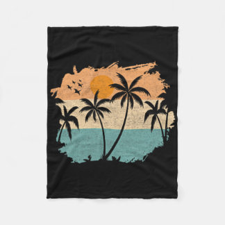 Couverture Polaire Summer Vacation Retro Sunset Beach Palms Tree Pock
