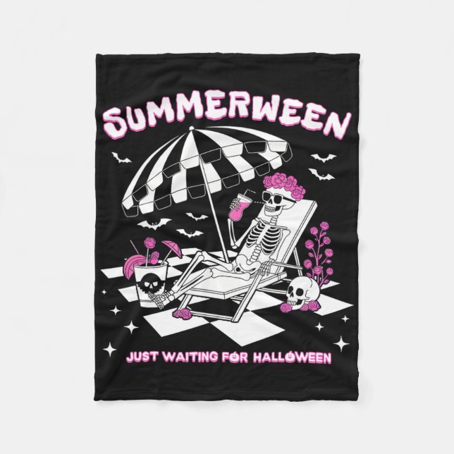 Couverture Polaire Summerween En Attente D'Halloween Skeleton Bea (Devant)