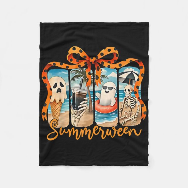 Couverture Polaire Summerween Skeleton Ghost Beach Party Halloween Vi (Devant)