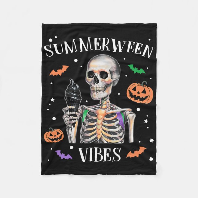 Couverture Polaire Summerween Vibes Skeleton été Halloween (Devant)