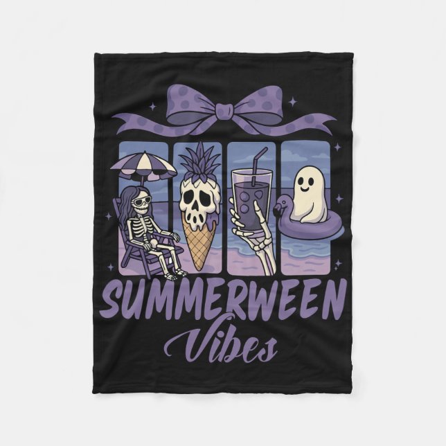 Couverture Polaire Summerween Vibes Skeleton Ghost Beach Party Hallow (Devant)