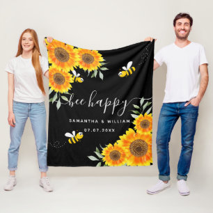 Couverture Polaire Sunflower abeilles rustique noir couple mariage