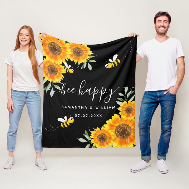 Couverture Polaire Sunflower abeilles rustique noir couple mariage (En situation)