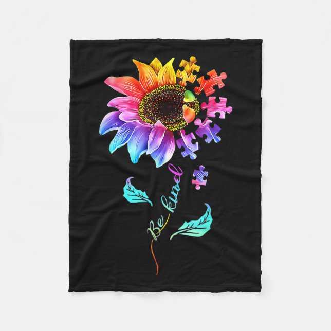 Couverture Polaire Sunflower Be Kind Puzzle Piece Sensibilisation sur (Devant)