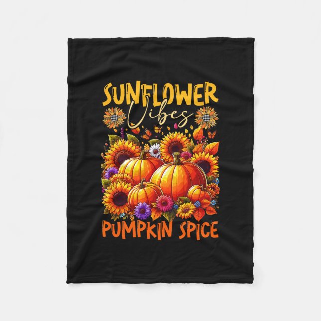Couverture Polaire Sunflower Cute Vibes Pumpkin Spice Thanksgiving Co (Devant)