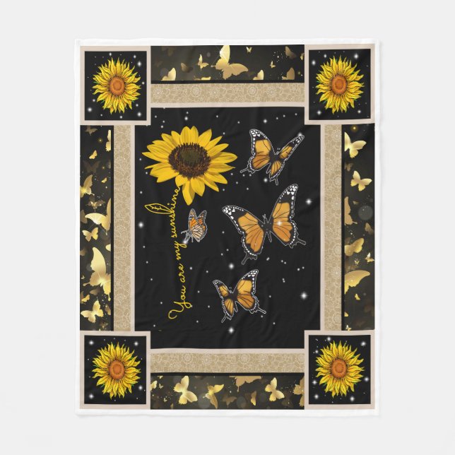 Couverture Polaire Sunflowers Monarch Butterfly You Are My Sunshine (Devant)