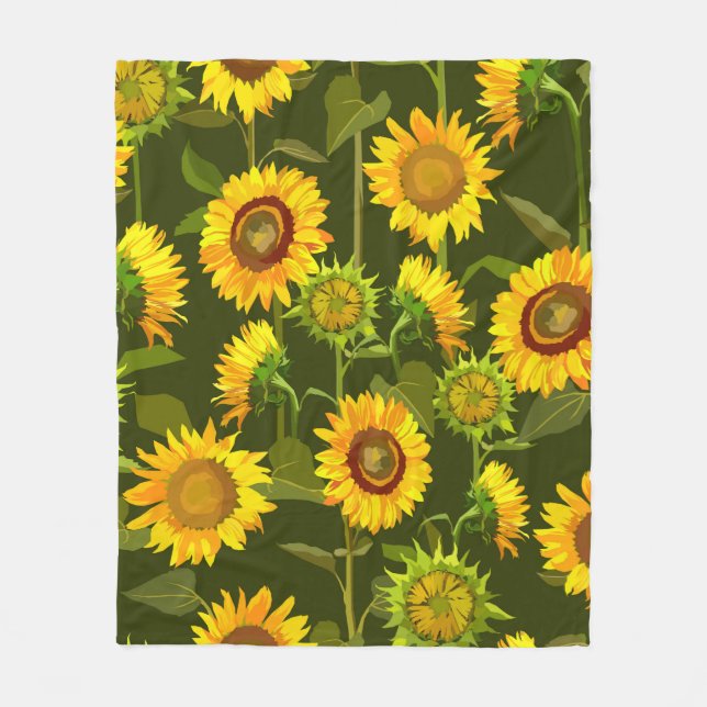 Couverture Polaire Sunflowers motif continu été (Devant)