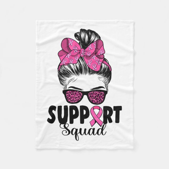 Couverture Polaire Sungles Messy Bun Support Squad Cancer du sein (Devant)